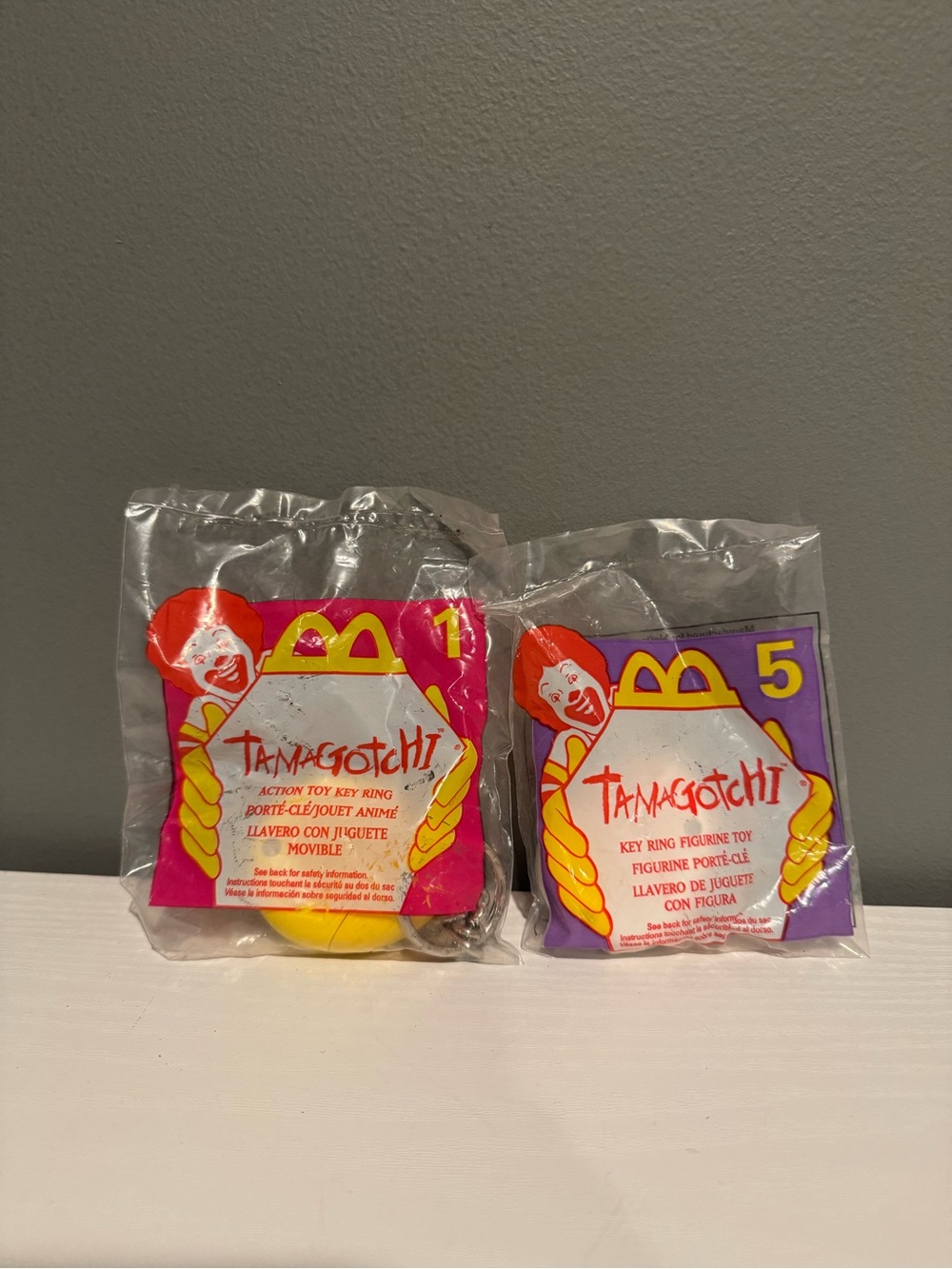 Tamagotchi McDonald’s Retro Purple & Pink Key Ring Toy Set 1 and 5